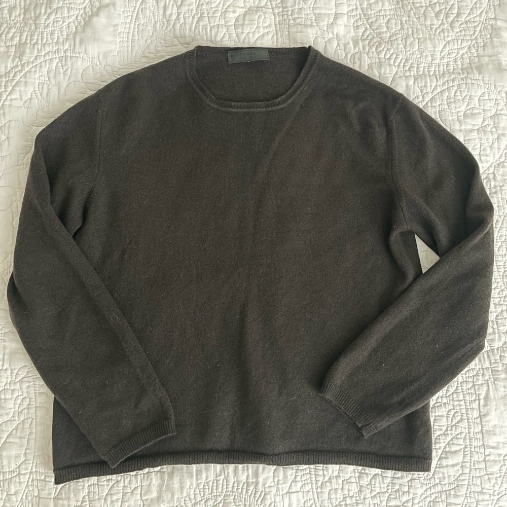 Prada Dark Brown Cashmere Crew Neck Sweater